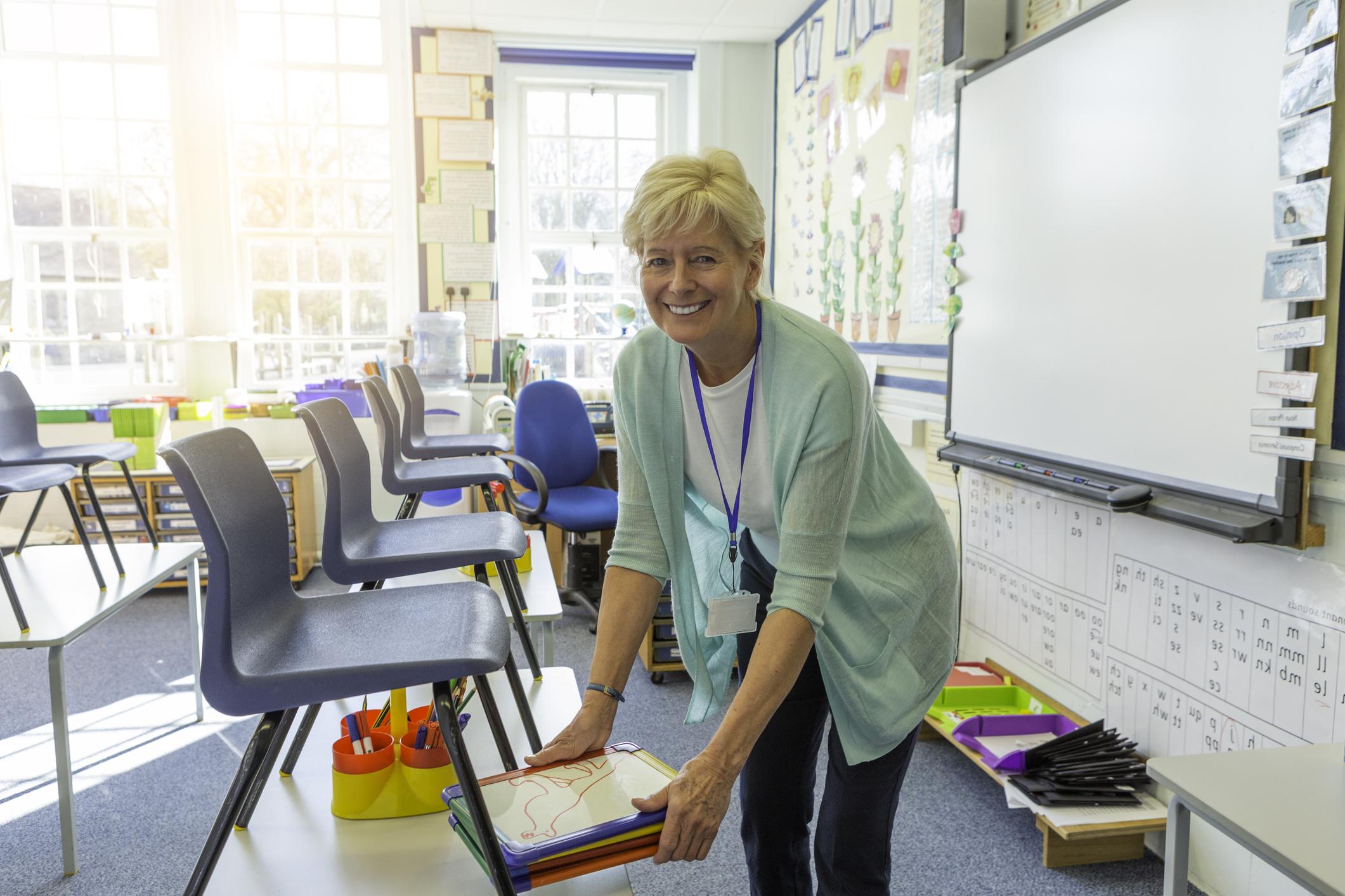 teacher at the desk